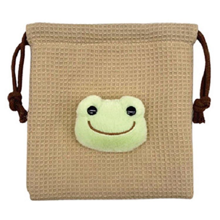 Pickles the Frog Drawstring Pouch Boa Face Mocha Japan