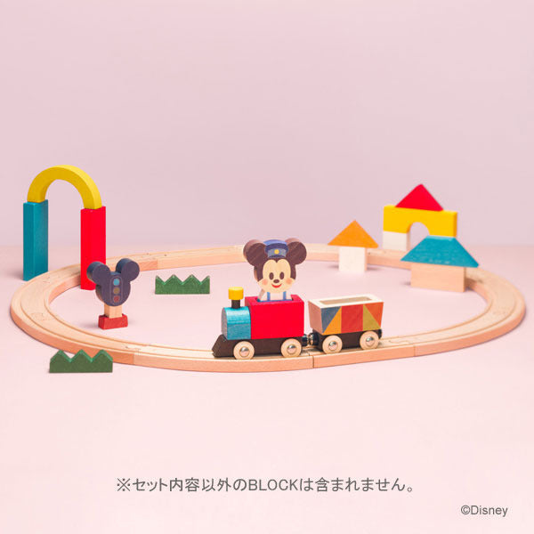 KIDEA Toy Wooden Blocks TRAIN & RAIL Mickey Mouse Disney Store Japan