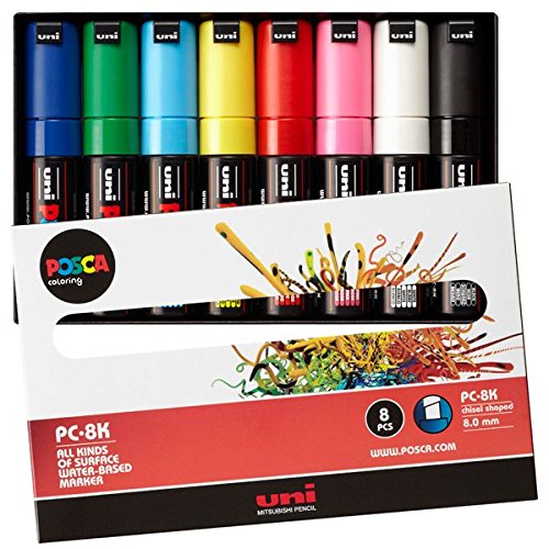 UNI MITSUBISHI POSCA Marker Pen Bold Point Thick 8 colors PC8K8C Japan