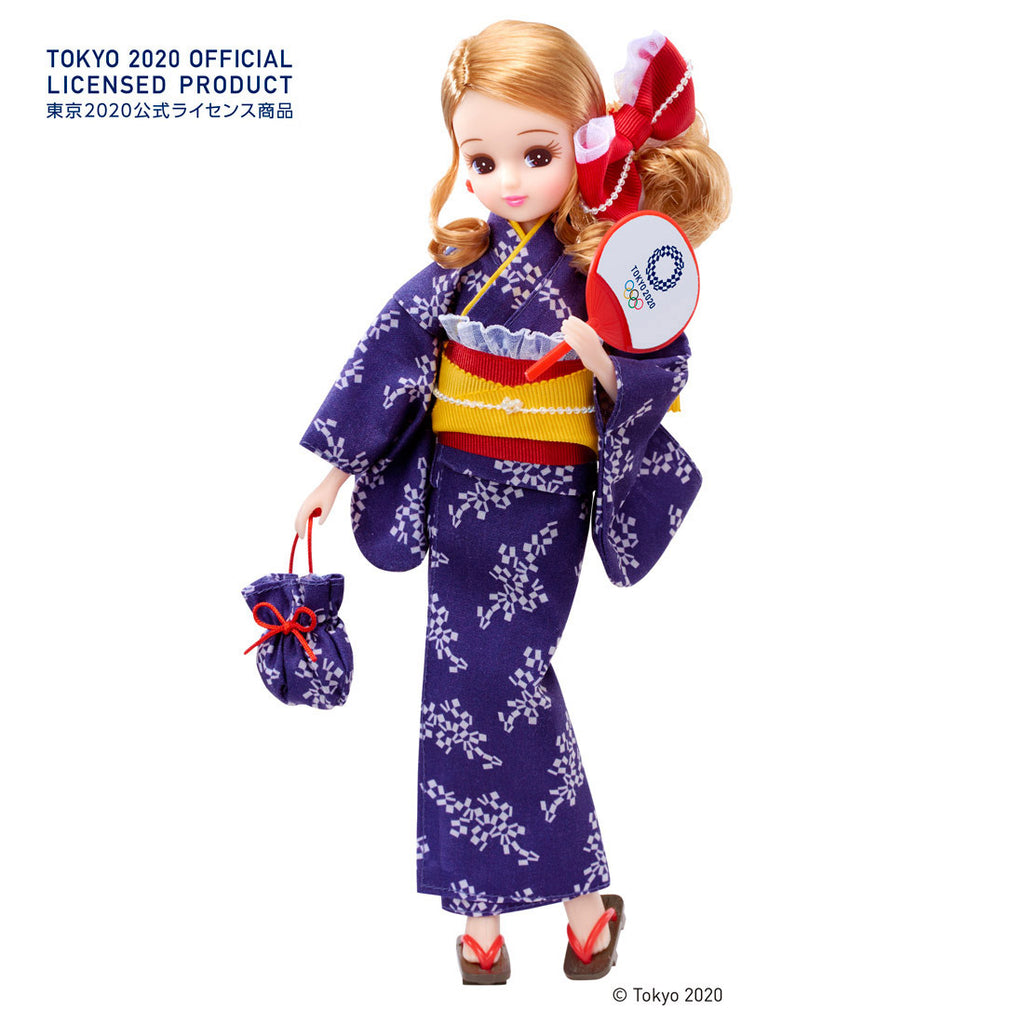 Licca Chan Doll Yukata Tokyo 2020 Olympics Emblem Blue Takara Tomy Japan