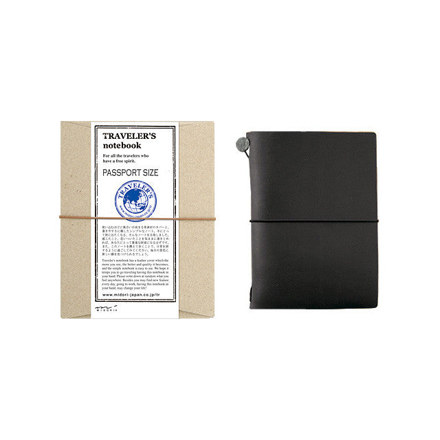TRAVELER'S Notebook Passport size Black Leather Cover Midori Japan 15026006