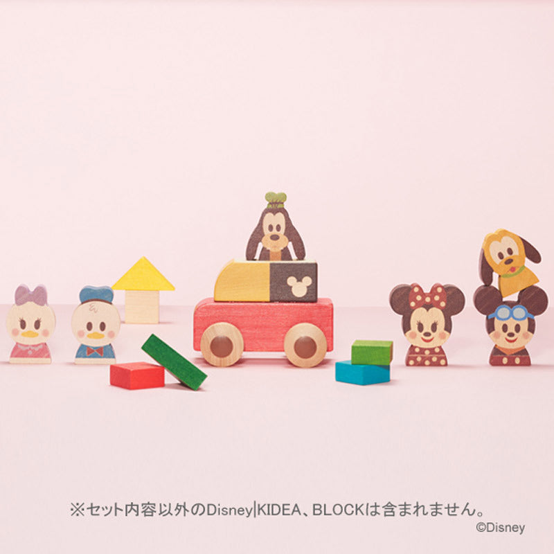 Mickey KIDEA Toy Wooden Blocks PUSH CAR Disney Store Japan