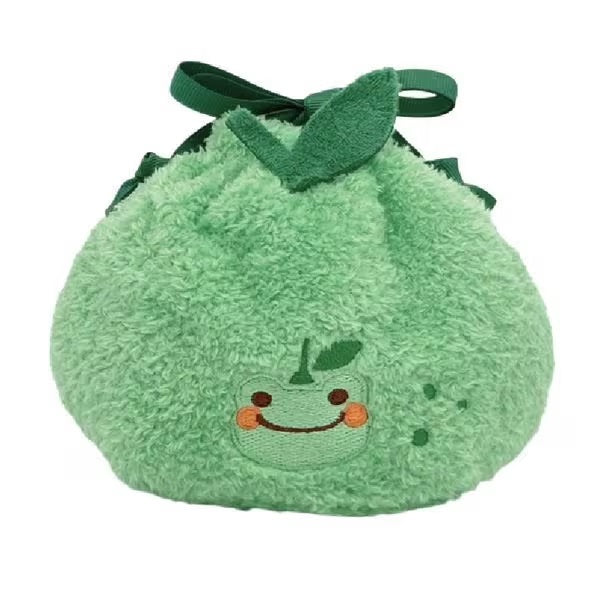 Pickles the Frog Plush Drawstring Pouch Kabosu Green Japan 2023