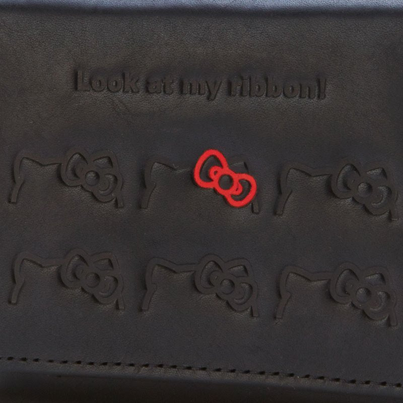 Hello Kitty Leather Trifold Wallet Black Sanrio Japan